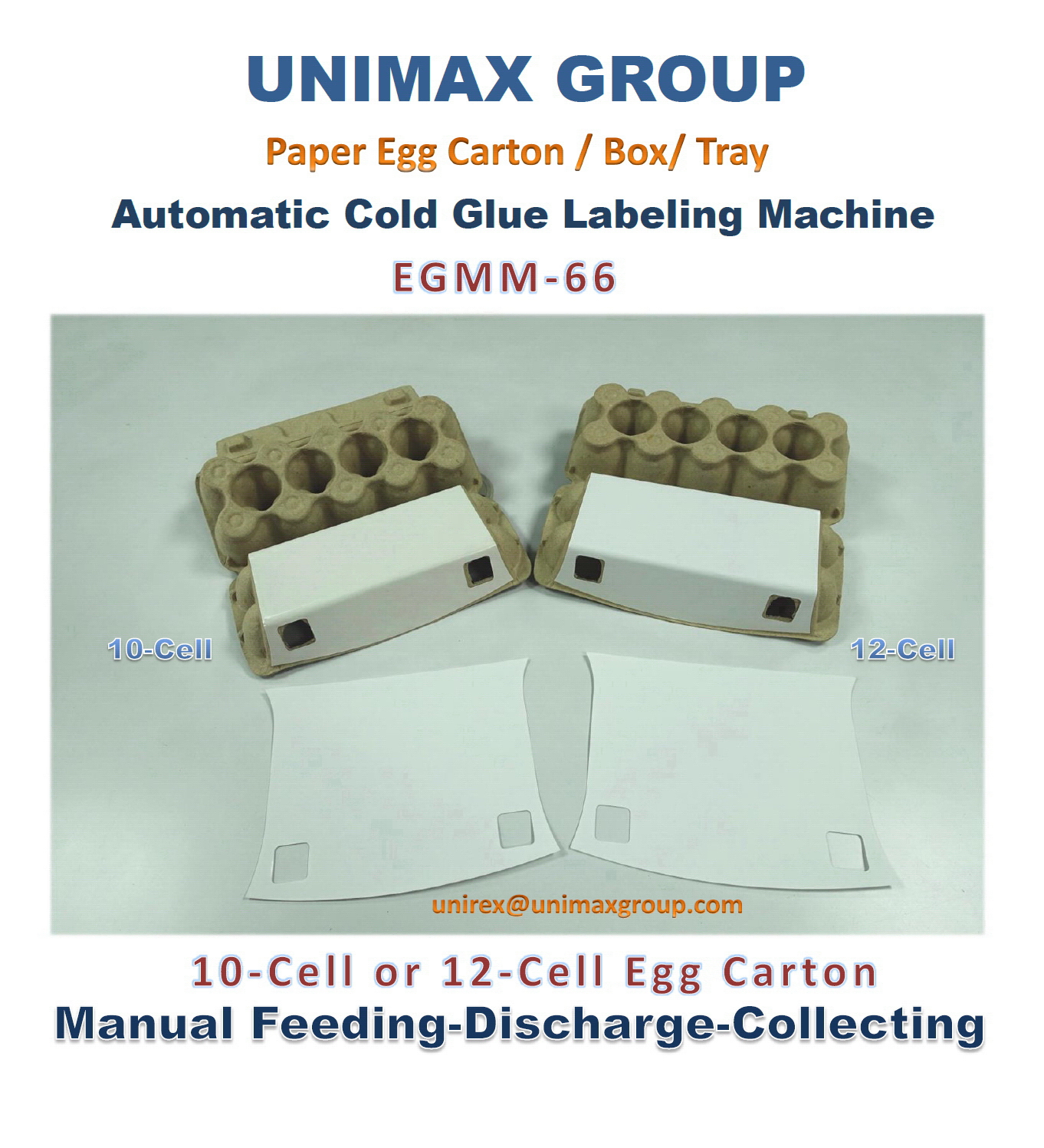 EGMM-66 Paper Egg Carton/Box/Tray Semi-Automatic Labeling Machine (Manual Feeding & Collecting)