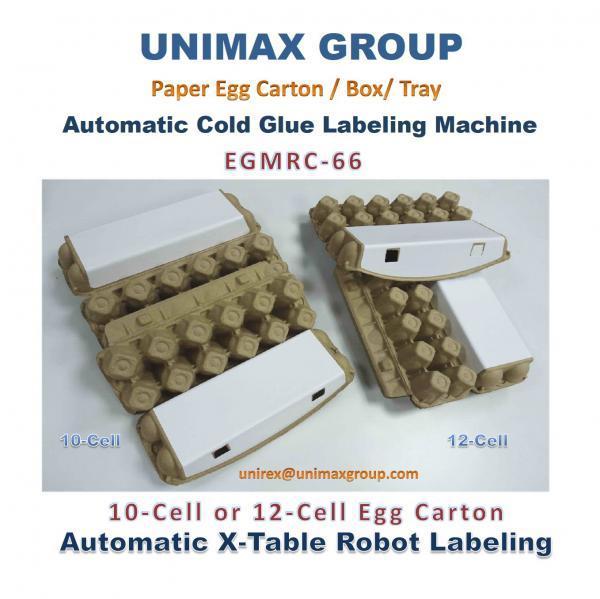 EGMRC-66 Paper Pulp Egg Carton 2-Stack-Hopper Automatic Labeling Machine with Conveyor Collecting System