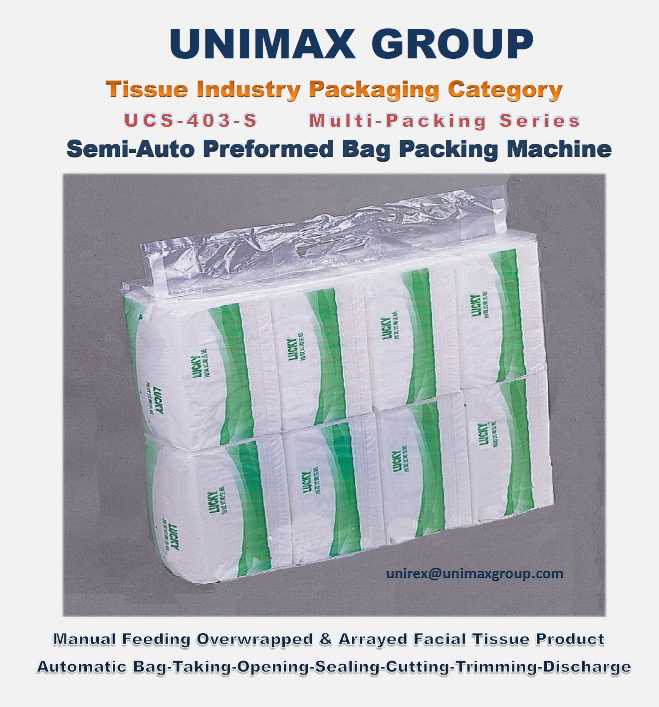 UCS-403S Semi-Automatic Tissue Paper Multi-Packing Machine