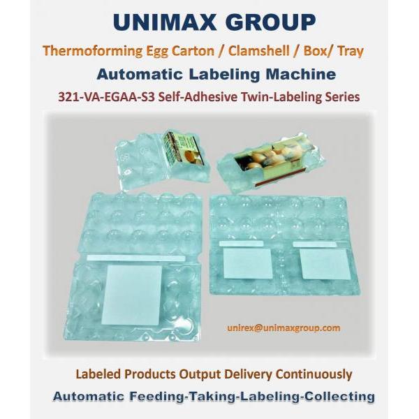 Automatic Labeling Machine with Automatic Feeding & Collecting for Plastic Thermoforming Egg Carton/Box/Tray/Clamshell