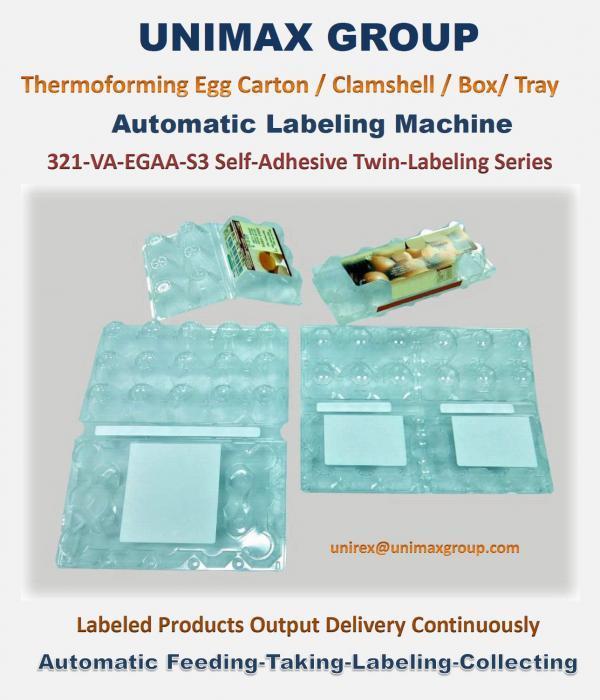 Automatic Labeling Machine with Automatic Feeding & Collecting for Plastic Thermoforming Egg Carton/Box/Tray/Clamshell