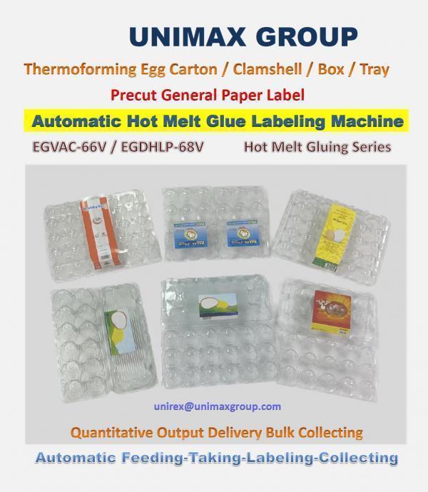 Thermoforming Egg Carton/Box/Clamshell Paper Label Automatic Hot-Melt Glue Labeling Machine